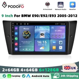 Podofo Android Car Radio For BMW 3-Series E90 E91 E92 E93 2005-2013 Android Auto Multimedia Player GPS Navigation RDS Head Unit