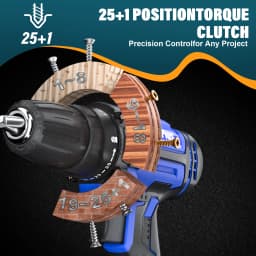 21V Cordless Power Drill, Cordless Screwdriver Drill Set 45Nm Power, 25+1 Torque, 2 Speed, LED Light, 1.5Ah Battery, BLUE