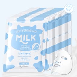 LAIKOU Milk Silky Hydrating Mask Brightening Collagen Sheet Mask Anti-Age Skin Care Moisturizing Face Mask 25g*20pcs