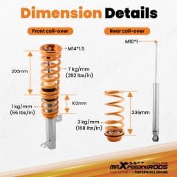 Shock Absorber Coilover Suspension Spring Kits for Ford Focus MK1 98-04 1.8 16V