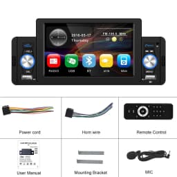 Podofo Car Radio CarPlay&Android-Auto BT Handsfree Mirror Link MP5 Player USB Audio System Head Unit 1 Din 5" Player