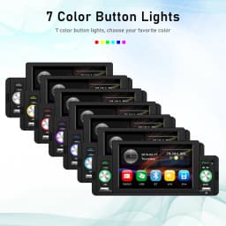 Podofo Car Radio CarPlay&Android-Auto BT Handsfree Mirror Link MP5 Player USB Audio System Head Unit 1 Din 5" Player