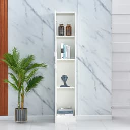 BonChoice 188cm Tall Corner Cabinet High Gloss with 4-Tier Shelves & 2 Doors, Bathroom Floor Cabinet
