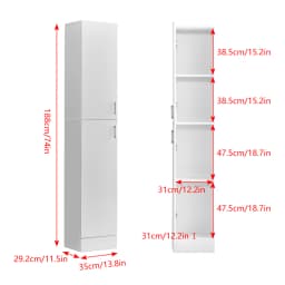 BonChoice 188cm Tall Corner Cabinet High Gloss with 4-Tier Shelves & 2 Doors, Bathroom Floor Cabinet