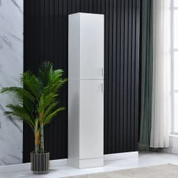 BonChoice 188cm Tall Corner Cabinet High Gloss with 4-Tier Shelves & 2 Doors, Bathroom Floor Cabinet