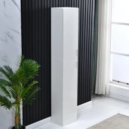 BonChoice 188cm Tall Corner Cabinet High Gloss with 4-Tier Shelves & 2 Doors, Bathroom Floor Cabinet