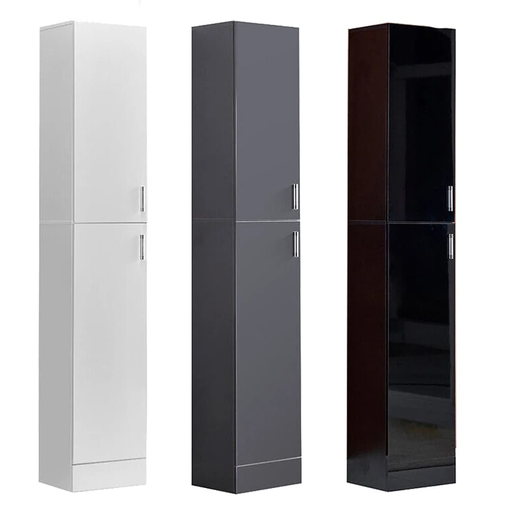 BonChoice 188cm Tall Corner Cabinet High Gloss with 4-Tier Shelves & 2 Doors, Bathroom Floor Cabinet
