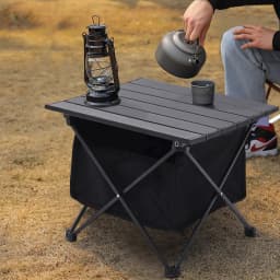 Portable outdoor folding camping table with storage basket aluminum picnic table barbecue table outdoor dining table stall table