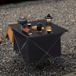 Portable outdoor folding camping table with storage basket aluminum picnic table barbecue table outdoor dining table stall table