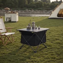 Portable outdoor folding camping table with storage basket aluminum picnic table barbecue table outdoor dining table stall table
