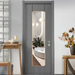 Voltsify Full Length Mirror with Rounded Corners Door Hanging Black/Gold Medium Mirror