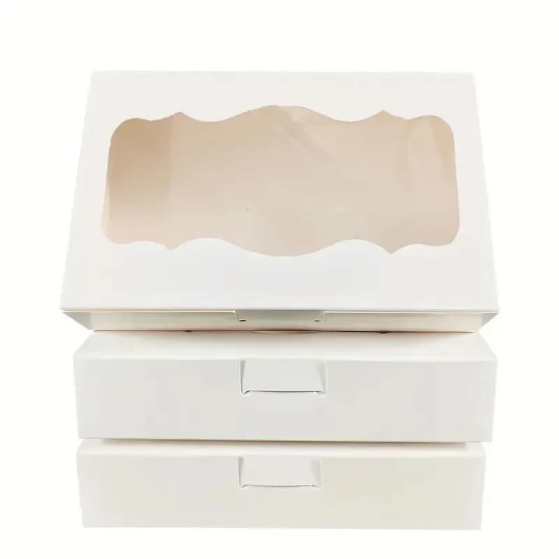 10Pcs White Kraft Paper Gift Box Containers With Clear Window-Perfect for Packaging,Wedding,Party,Christmas,Birthday Decorations