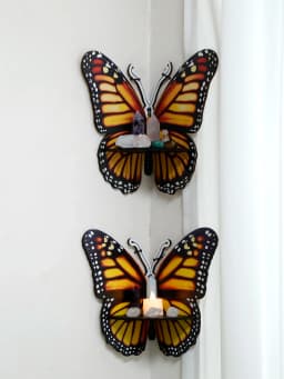 Three Color Butterfly Crystal Shelf Display Candles Stone Floating Wall Shelf Home Decorations Essential Oil Rack Corner Ledge
