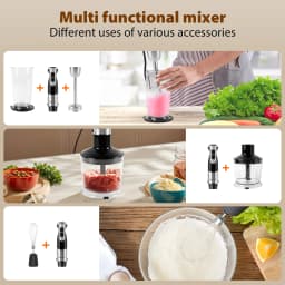 3 in 1 Electric Mixer with 2 speeds & turbo setting, Easy release button,for Fruit & Veg Chopper & attachment