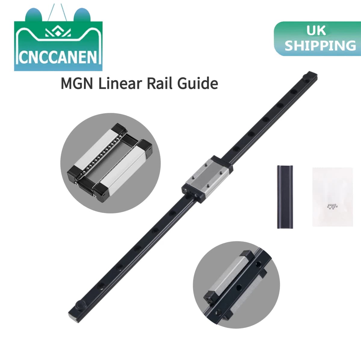 MGN12H Carriage Miniature Linear Rail Guide 250mm 300mm 350mm 400mm 450mm 500mm 600mm Black MGN9 MGN12 CNC UK Ship