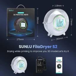 SUNLU S2 3D Printer Filament Dryer Box 70℃ with Humidity Display 4.6" LCD for PLA ABS PA PC 1.75-3.0mm From US/EU/UK/AU