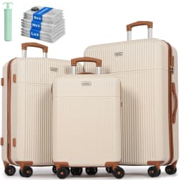 Luggage Sets Suitcase ABS Hard Shell Carry-On Hand Cabin with 4 Double Spinning Wheels & TSA- Lock 3 Piece Set (21"24"28")