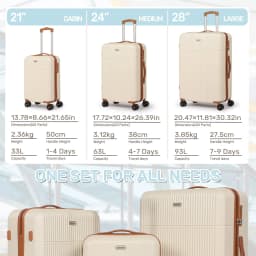 Luggage Sets Suitcase ABS Hard Shell Carry-On Hand Cabin with 4 Double Spinning Wheels & TSA- Lock 3 Piece Set (21"24"28")