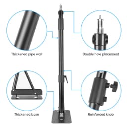 17in Led Studio Light With Wall Mount Boom Arm Kit, 1-100% Brightness & Color Temperature Adjustable, 180° Rotatable, For Makeup