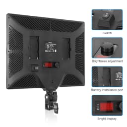 17in Led Studio Light With Wall Mount Boom Arm Kit, 1-100% Brightness & Color Temperature Adjustable, 180° Rotatable, For Makeup
