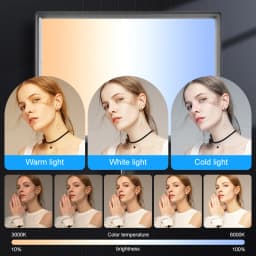 17in Led Studio Light With Wall Mount Boom Arm Kit, 1-100% Brightness & Color Temperature Adjustable, 180° Rotatable, For Makeup