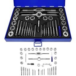 40PCS Metric Tap and Die Set Alloy Steel Pitch Gauge Tough-Bearing Steel CNC M3-M12 Tool Set with Blue Case