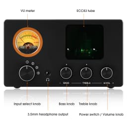 Nobsound TUBE-T5C 4-Way Audio Selector Splitter Mini Stereo Tube Preamp Headphone Amplifier with VU Meter