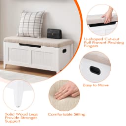Storage Bench, 39.4” Wooden Chest Storage Box with 2 Safety Hinges, Entryway Benches with Flip-Top, Large Trunk for Living Room,