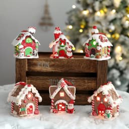 Christmas Theme Pendant Gingerbread Santa Claus Light House Soft Pottery Hanging Tree Year Party Decoration
