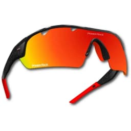 POWER RACE - FALCON sports sunglasses cycling and running | FullRevo Red Revo | Grilamid TR90 | Air Control | 3 lenses (Original + transparent + dark) adjustable Bridge | Light Weight | Cover | Accessories
