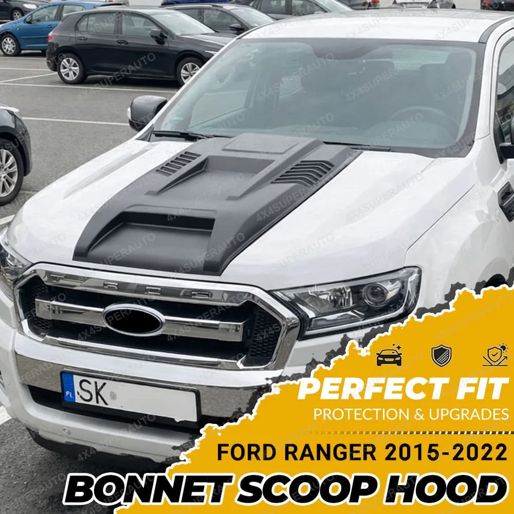 Bonnet Scoop Hood Cover For Ford Ranger T7 T8 2015-2022 WILDTRAK XL XLT MATTE BLACK Bonnet Protector Car Accessories