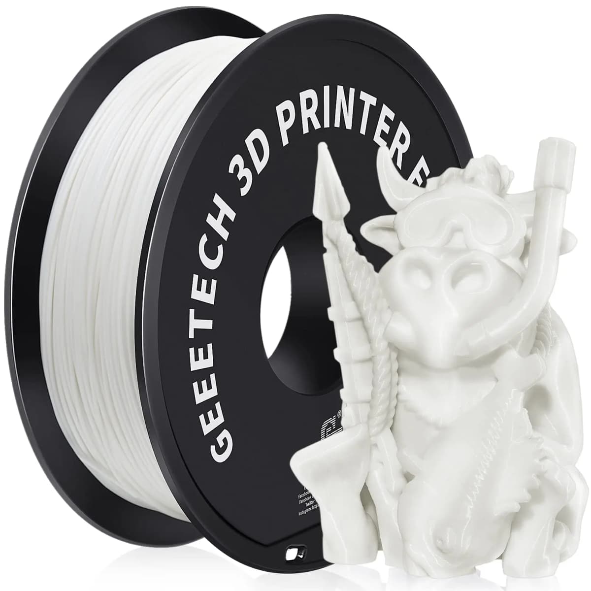 Geeetech ABS+ 3D Filament 1.75mm 1KG plastic, 3D Printer Material, Tangle-Free, Non-Toxic, Vacuum Packaging White Redk BLue