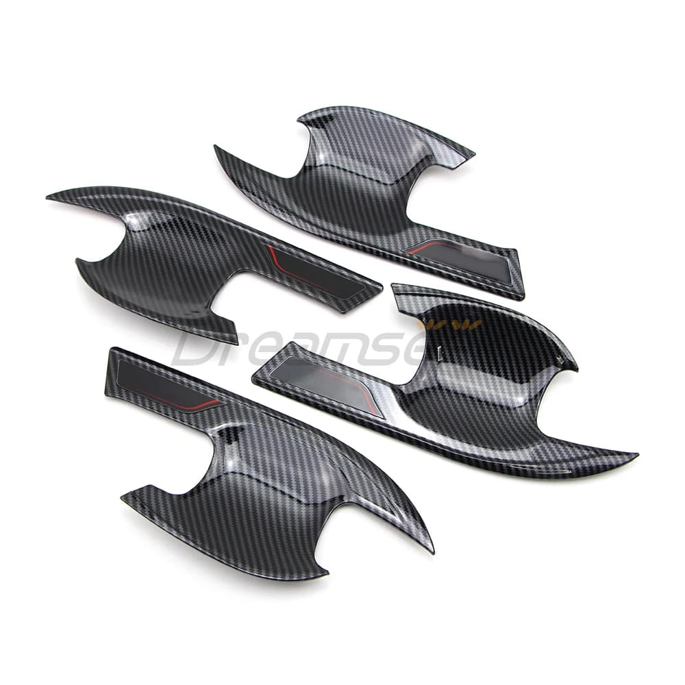 4PCs Car Door Handle Cup Bowl Cover For Honda Accord 2018 2019 2020 2021 2022 Exterior Molding Trim Carbon Fiber Look