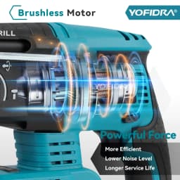 YOFIDRA 26MM Brushless Electric Hammer Drill Multifunctional Rotary Cordless Rechargeable Power Tools For Makita 21V Battery Pin