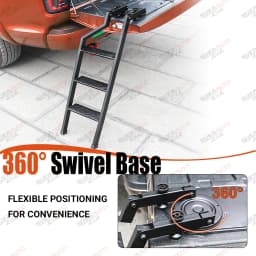 Tailgate Ladder For Ford Ranger T6 T7 T8 2012-2022 Wildtrak XL XLT Foldable 360° Swivel Truck Bed Access Ladder Pickup Rear Step