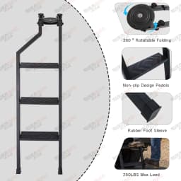 Tailgate Ladder For Ford Ranger T6 T7 T8 2012-2022 Wildtrak XL XLT Foldable 360° Swivel Truck Bed Access Ladder Pickup Rear Step