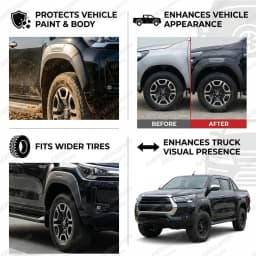 For Toyota Hilux N80 Fender Flares 2015-2024 Revo Rocco Rogue Wheel Arch Extensions OEM Style 12mm Wide ABS Matte Black