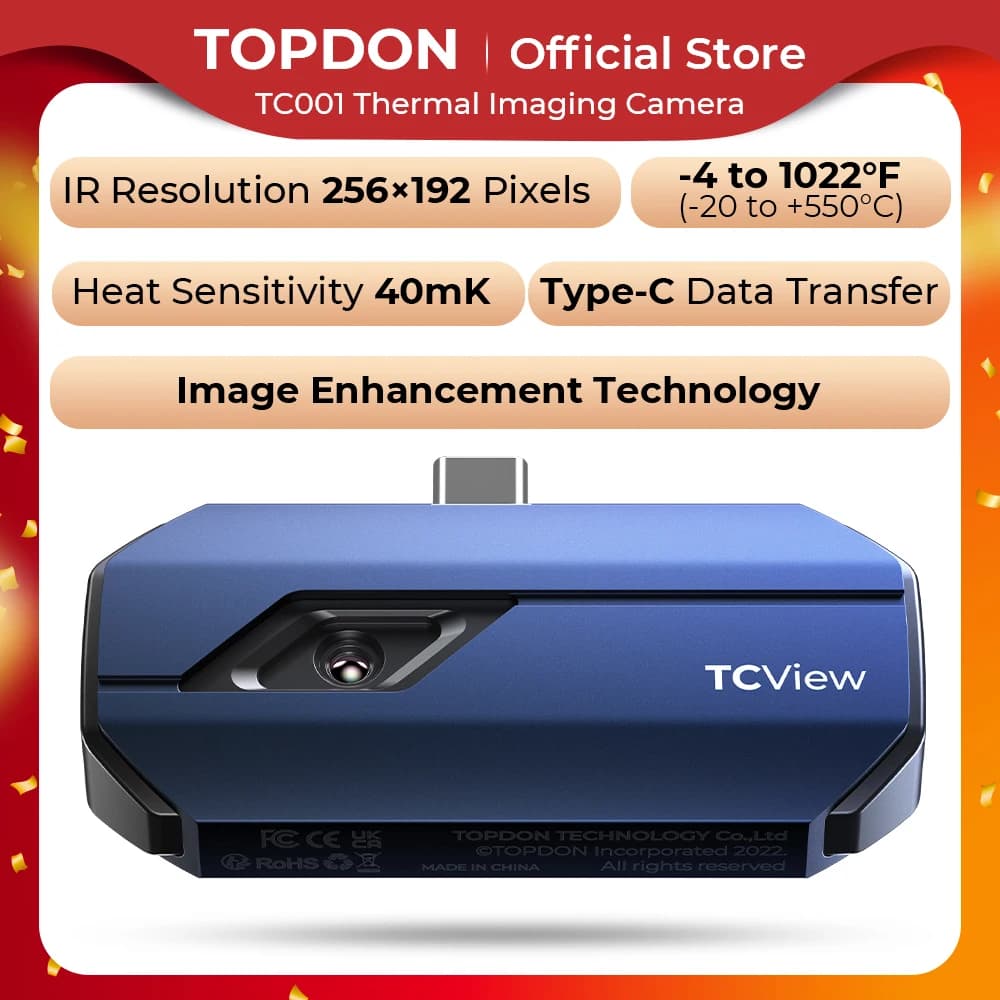 TOPDON TC001 Thermal Imaging Camera 256x192 IR High Resolution Infrared Thermal Imager Handheld Temperature for Android Tablet