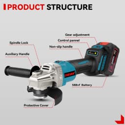 125MM Brushless Electric Angle Grinder 6Gear Cordless Grinding Polishing Metal Woodworking Power Tool For Makita 18V Battery Pin