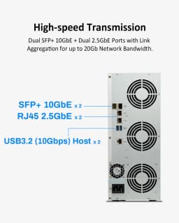 TERRAMASTER T9-450 9Bay Network Attached Storage, Atom C3558R Quad-core, 8GB DDR4, Dual SFP+ 10GbE, Dual 2.5GbE Ports(Diskless)