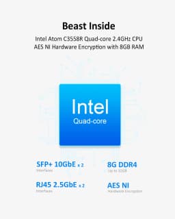 TERRAMASTER T9-450 9Bay Network Attached Storage, Atom C3558R Quad-core, 8GB DDR4, Dual SFP+ 10GbE, Dual 2.5GbE Ports(Diskless)