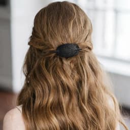 Leather Hair Barrette With Stick Oval Shape Faux Leather Ponytail Holders Vintage Style Hair Claw Clip Leather And Stick Hair