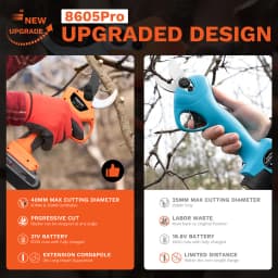 Electric Pruning Shears 40mm, 1150W 2Ah, 2 Gears, Powerful Battery Pruning Secateurs, Garden Tools for Orchard/Vine/Landscaping