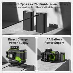 Huepar 4D 16 Lines Cross Line Laser Level Z04CG LCD Screen Bluetooth & Remote Control Osram Green Beam With 2x Li-ion Batteries