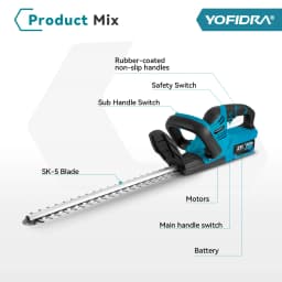 YOFIDRA 2000W Electric Hedge Trimmer Lawn Mower Cordless Household Garden Shrub Weeding Pruning Tools For Makita Battery Pin