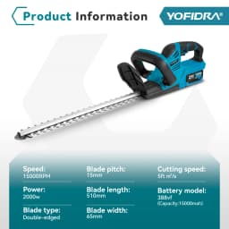 YOFIDRA 2000W Electric Hedge Trimmer Lawn Mower Cordless Household Garden Shrub Weeding Pruning Tools For Makita Battery Pin