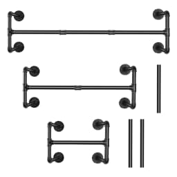 Wall Mounted Industrial Pipe Clothes Rack Garment Hanging Rail Bar for Home Organization Black Metal Pipe Clothing Storage