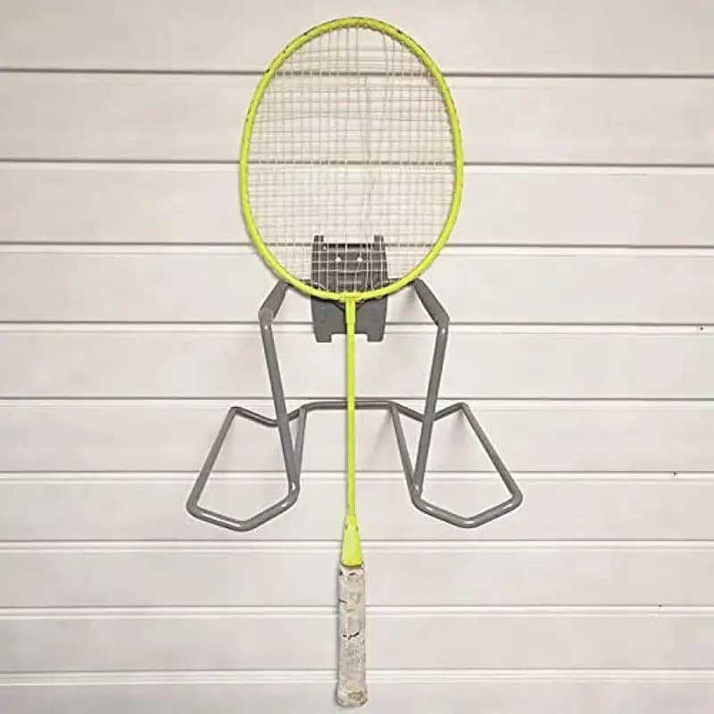 Tennis Racket Wall Mount Non-slip Metal Sports Equipment Organizer Holds 6 Balls and 4 Rackets Wall Mounted Garage Organizer for