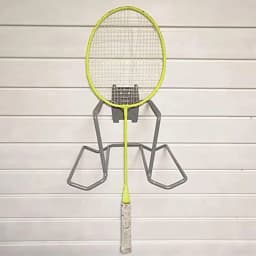 Tennis Racket Wall Mount Non-slip Metal Sports Equipment Organizer Holds 6 Balls and 4 Rackets Wall Mounted Garage Organizer for
