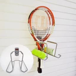Tennis Racket Wall Mount Non-slip Metal Sports Equipment Organizer Holds 6 Balls and 4 Rackets Wall Mounted Garage Organizer for